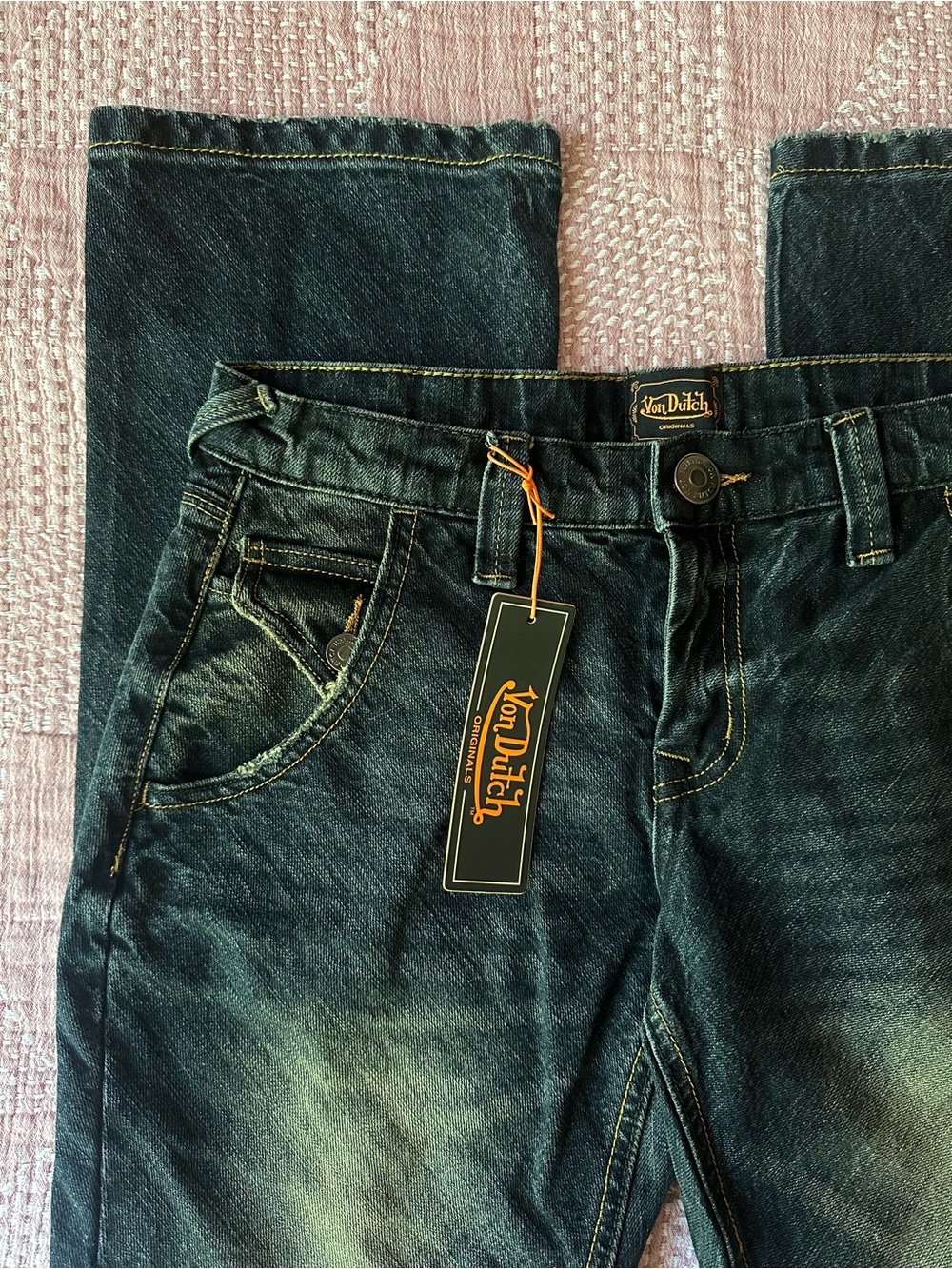 Von Dutch dark wash green cast denim jeans - Picture 4 of 4